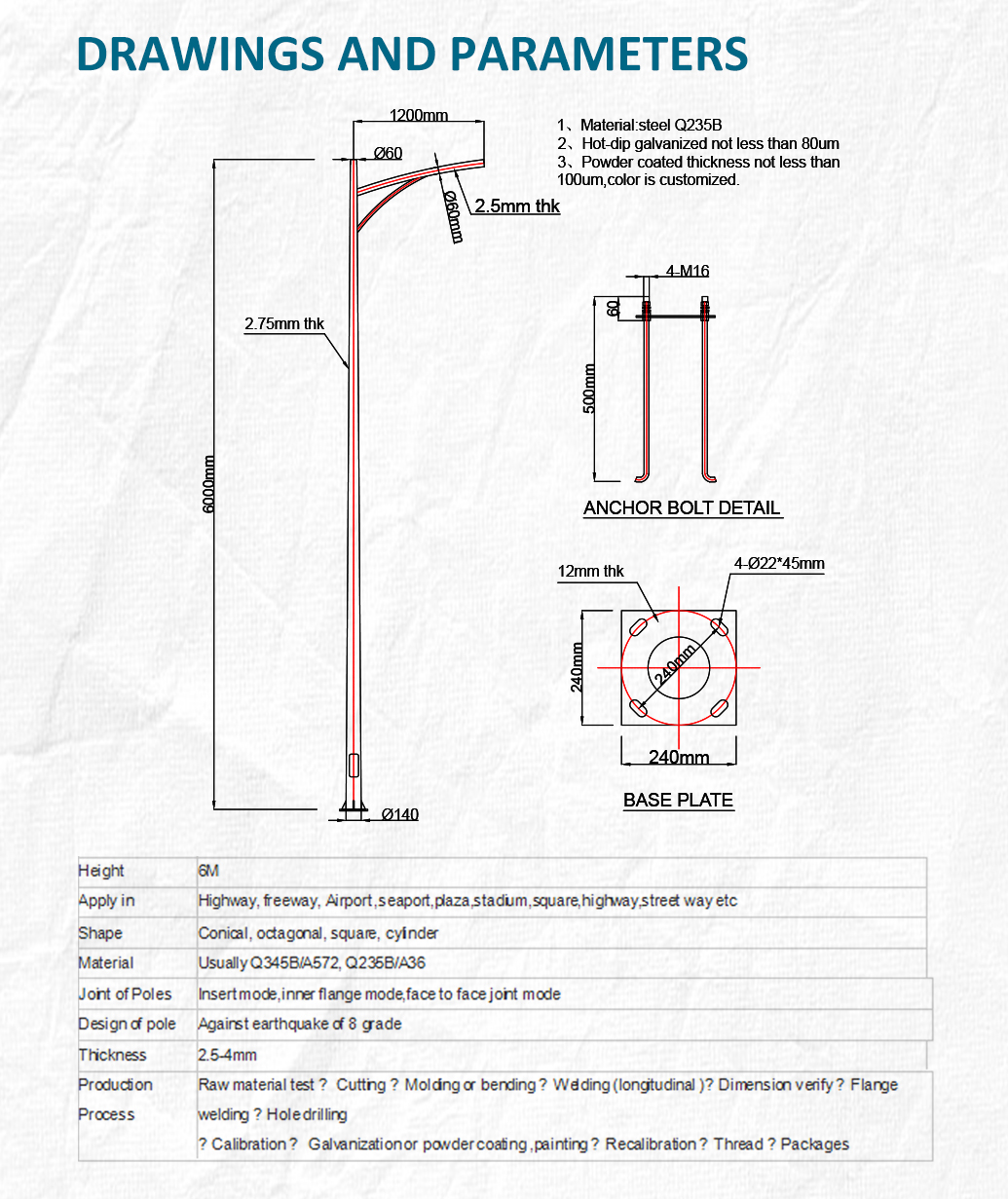 Pole Hasken Titin Factory Customed 5