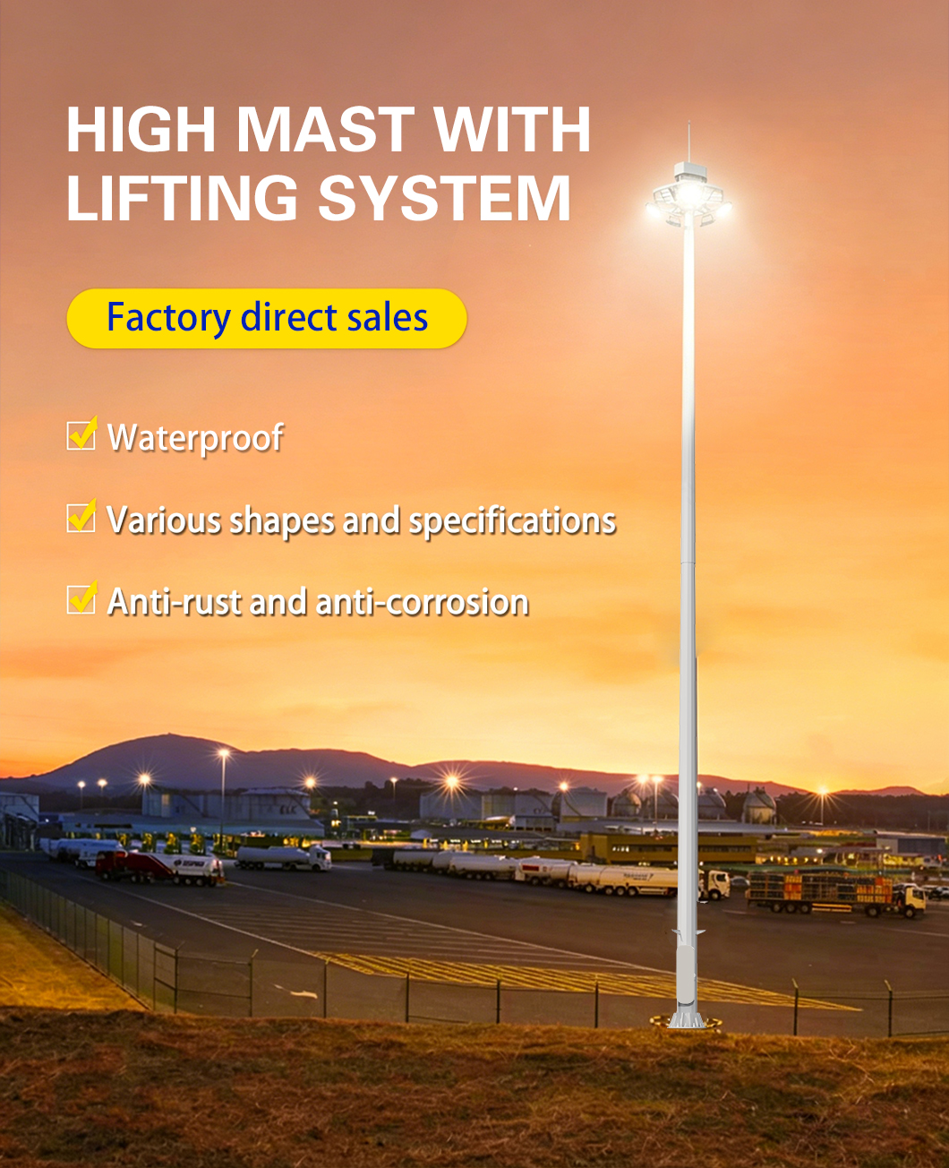High mast with lifting system
