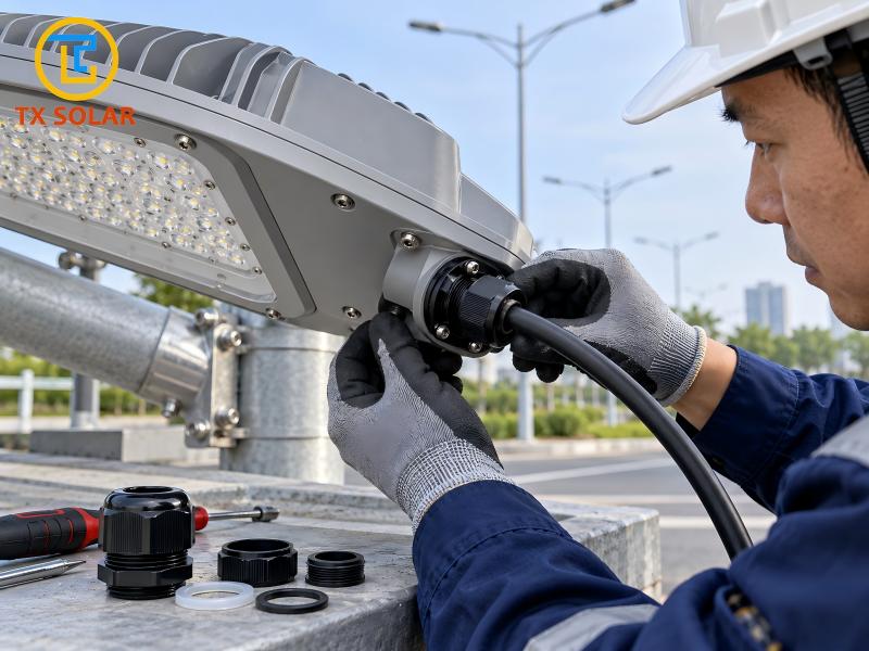 LED street light cable entries