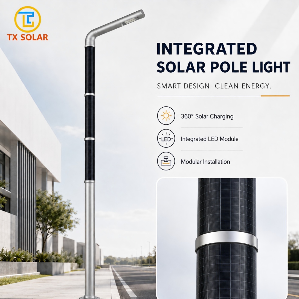 Long-life Hot Sale Solar Pole Light with Flexible Solar Panel