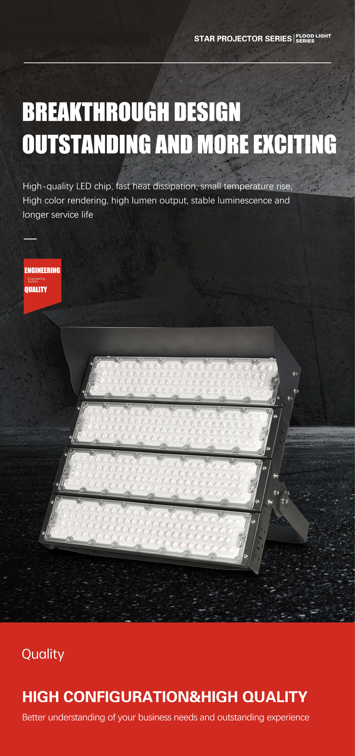 Outdoor LED Floodlights/250-2400W LED Tunnel Light