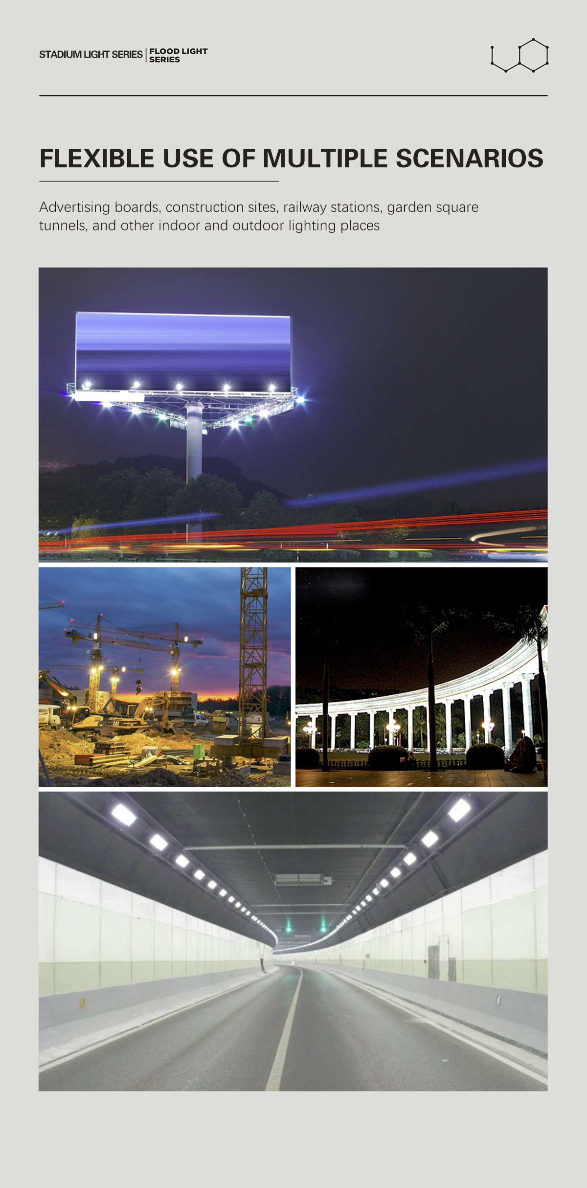 Outdoor LED Floodlights/250-2400W LED Tunnel Light